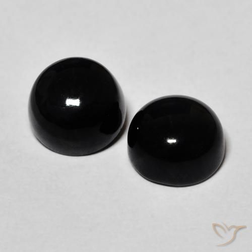 Gemme di Onice Nero naturale da 3.20 ct, Rotondo, Opaco