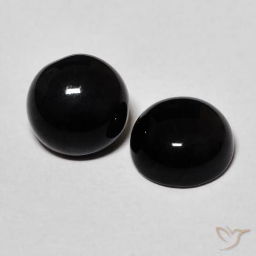 Gemme di Onice Nero naturale da 2.58 ct, Rotondo, Opaco