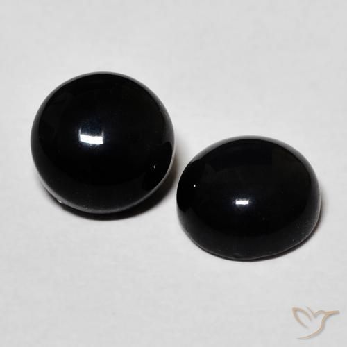 Gemme di Onice Nero naturale da 2.94 ct, Rotondo, Opaco