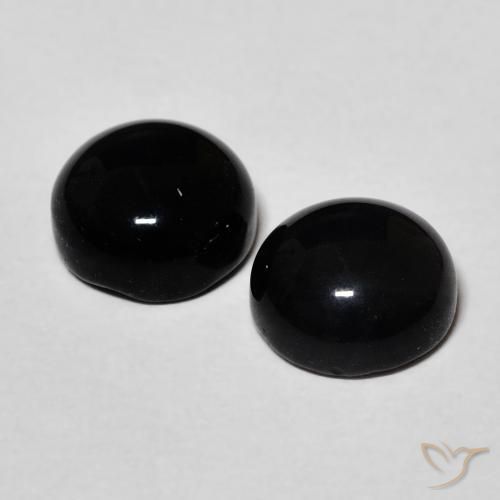 Gemme di Onice Nero naturale da 2.94 ct, Rotondo, Opaco