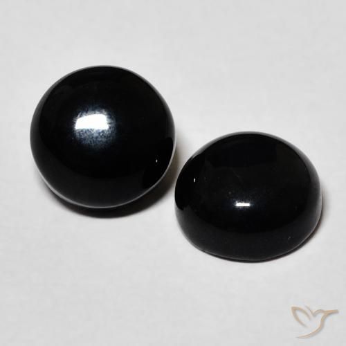 Gemme di Onice Nero naturale da 3.17 ct, Rotondo, Opaco