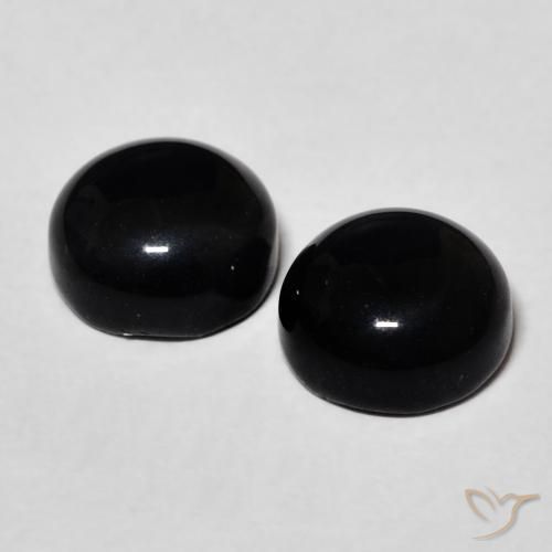Gemme di Onice Nero naturale da 3.17 ct, Rotondo, Opaco