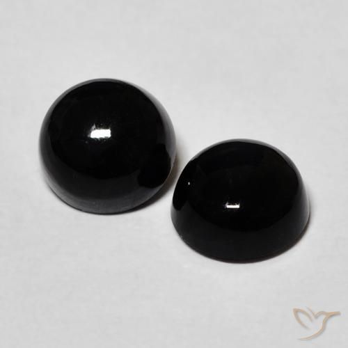 Gemme di Onice Nero naturale da 2.61 ct, Rotondo, Opaco