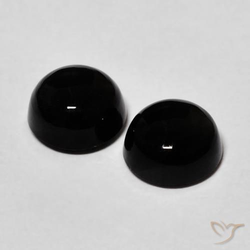 Gemme di Onice Nero naturale da 2.61 ct, Rotondo, Opaco