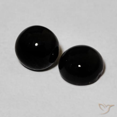 Gemme di Onice Nero naturale da 1.70 ct, Rotondo, Opaco