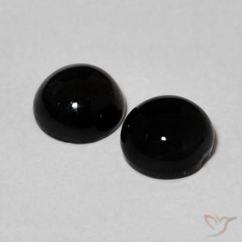 Gemme di Onice Nero naturale da 1.70 ct, Rotondo, Opaco