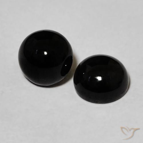 Gemme di Onice Nero naturale da 2.20 ct, Rotondo, Opaco
