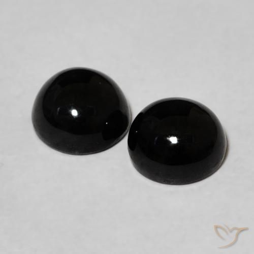 Gemme di Onice Nero naturale da 2.20 ct, Rotondo, Opaco
