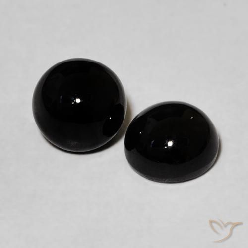 Gemme di Onice Nero naturale da 1.98 ct, Rotondo, Opaco