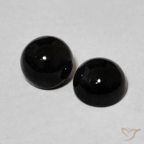 Gemme di Onice Nero naturale da 1.98 ct, Rotondo, Opaco