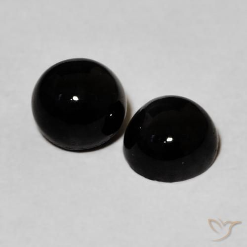 Gemme di Onice Nero naturale da 2.19 ct, Rotondo, Opaco