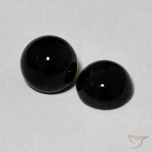 Gemme di Onice Nero naturale da 1.96 ct, Rotondo, Opaco