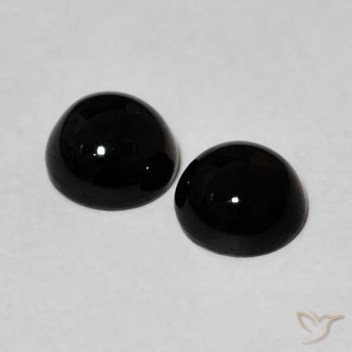 Gemme di Onice Nero naturale da 1.96 ct, Rotondo, Opaco