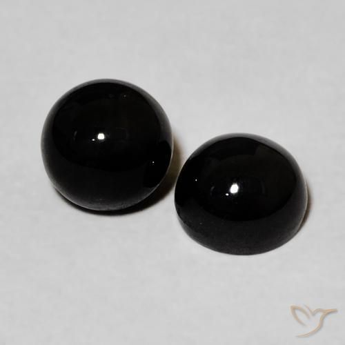 Gemme di Onice Nero naturale da 2.33 ct, Rotondo, Opaco