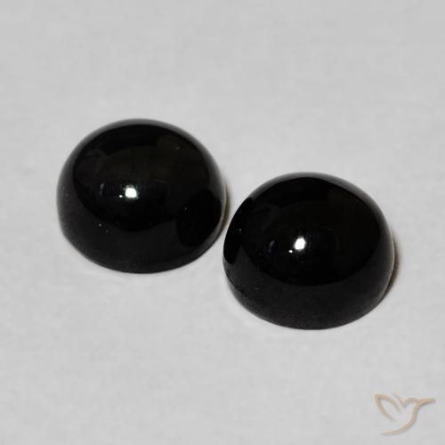 Gemme di Onice Nero naturale da 2.33 ct, Rotondo, Opaco