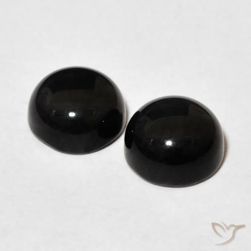 Gemme di Onice Nero naturale da 2.83 ct, Rotondo, Opaco