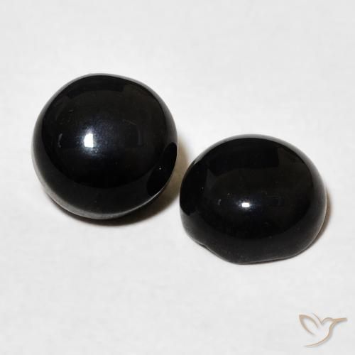 Gemme di Onice Nero naturale da 3.07 ct, Rotondo, Opaco