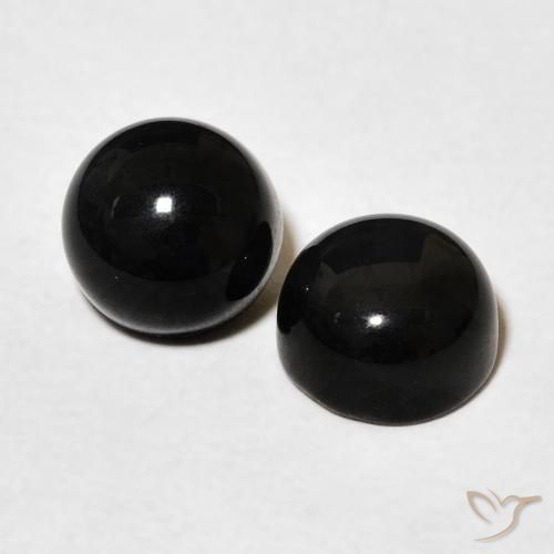 Gemme di Onice Nero naturale da 3.22 ct, Rotondo, Opaco