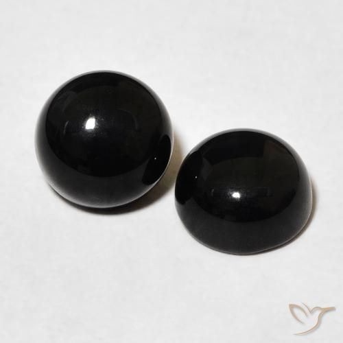 Gemme di Onice Nero naturale da 3.11 ct, Rotondo, Opaco
