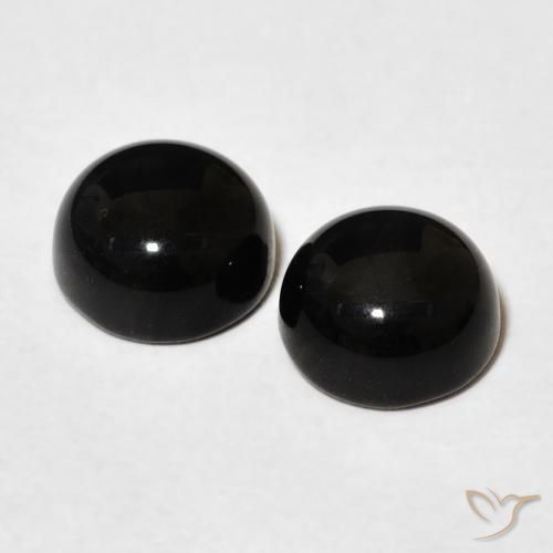 Gemme di Onice Nero naturale da 3.11 ct, Rotondo, Opaco