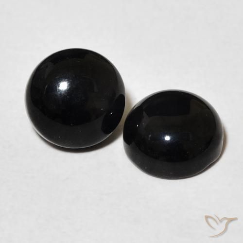 Gemme di Onice Nero naturale da 2.96 ct, Rotondo, Opaco
