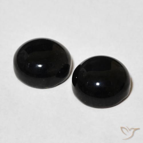 Gemme di Onice Nero naturale da 2.96 ct, Rotondo, Opaco
