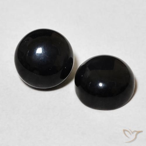 Gemme di Onice Nero naturale da 3.07 ct, Rotondo, Opaco