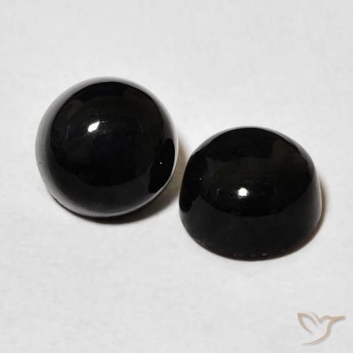 Gemme di Onice Nero naturale da 3.14 ct, Rotondo, Opaco
