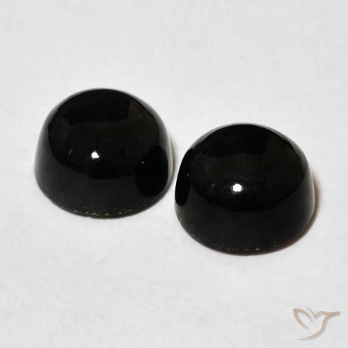 Gemme di Onice Nero naturale da 3.14 ct, Rotondo, Opaco