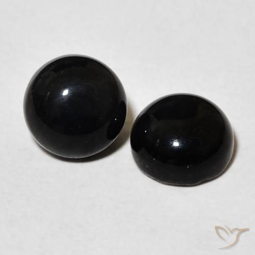 Gemme di Onice Nero naturale da 2.90 ct, Rotondo, Opaco
