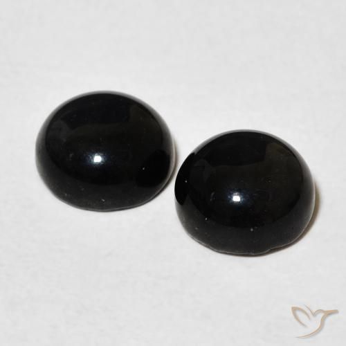 Gemme di Onice Nero naturale da 2.90 ct, Rotondo, Opaco