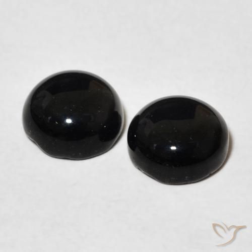 Gemme di Onice Nero naturale da 2.78 ct, Rotondo, Opaco