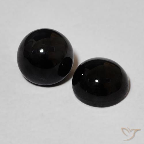 Gemme di Onice Nero naturale da 1.96 ct, Rotondo, Opaco