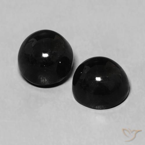 Gemme di Onice Nero naturale da 2.43 ct, Rotondo, Opaco