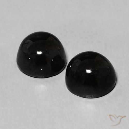 Gemme di Onice Nero naturale da 2.43 ct, Rotondo, Opaco