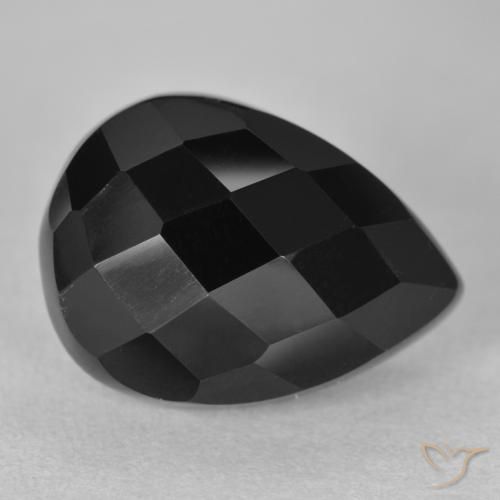 Onice Nero naturale da 10.11 ct, Forma a pera, Opaco