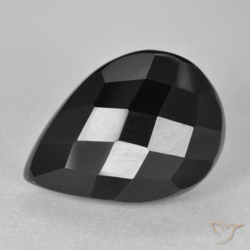 Onice Nero naturale da 9.16 ct, Forma a pera, Opaco