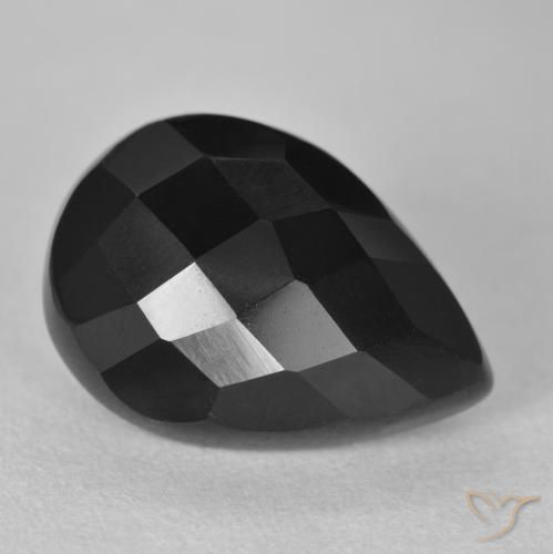 Onice Nero naturale da 9.32 ct, Forma a pera, Opaco