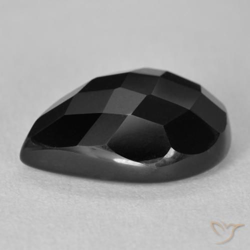 Onice Nero naturale da 9.32 ct, Forma a pera, Opaco