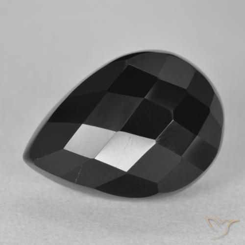 9.31ct Naturale Nero Onice, Forma a pera, Opaco, Photo A