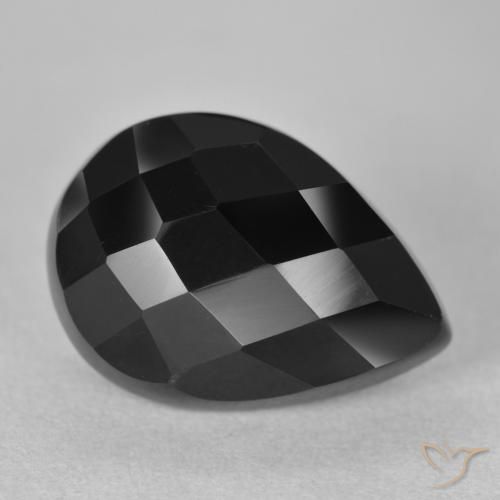 Onice Nero naturale da 9.31 ct, Forma a pera, Opaco