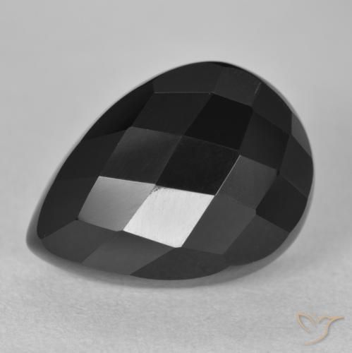 11.14ct Naturale Nero Onice, Forma a pera, Opaco