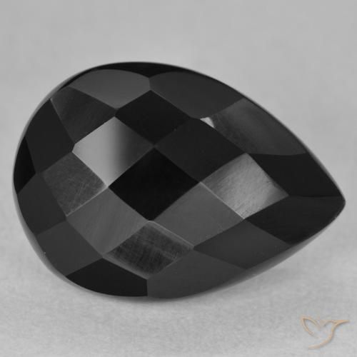 8.11ct Naturale Nero Onice, Forma a pera, Opaco