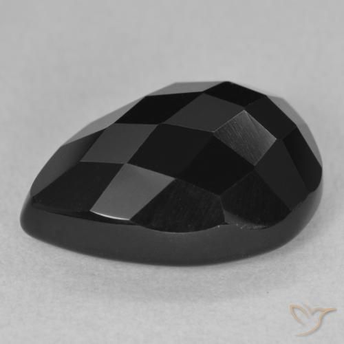 Onice Nero naturale da 10.32 ct, Forma a pera, Opaco
