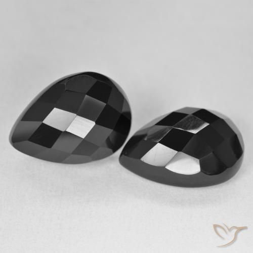 Gemme di Onice Nero naturale da 21.42 ct, Forma a pera, Opaco