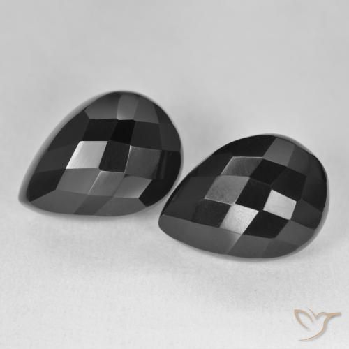 Gemme di Onice Nero naturale da 22.32 ct, Forma a pera, Opaco