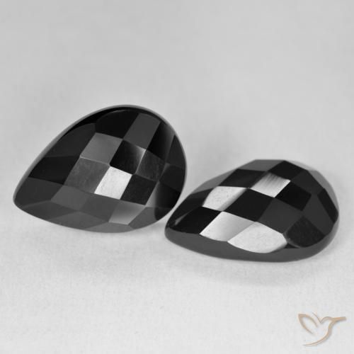Gemme di Onice Nero naturale da 17.54 ct, Forma a pera, Opaco