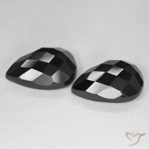 Gemme di Onice Nero naturale da 17.54 ct, Forma a pera, Opaco