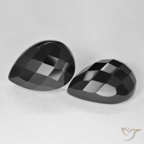 Gemme di Onice Nero naturale da 21.82 ct, Forma a pera, Opaco