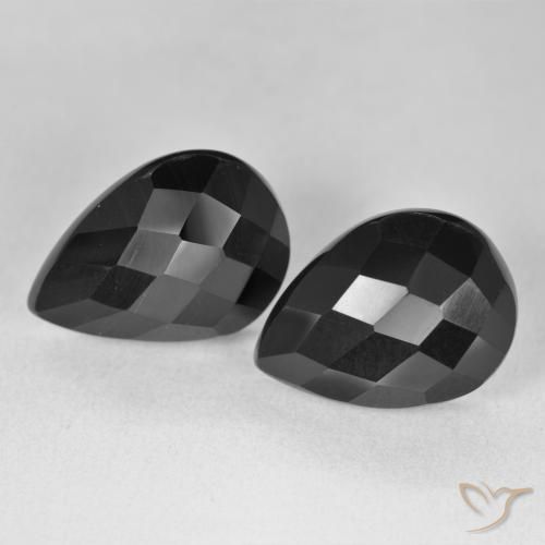 Gemme di Onice Nero naturale da 17.76 ct, Forma a pera, Opaco